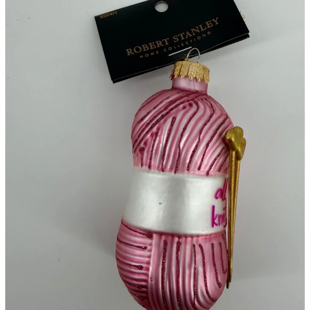 Robert Stanley Glass Christmas Yarn Ornament All You Knit Is Love 4.38